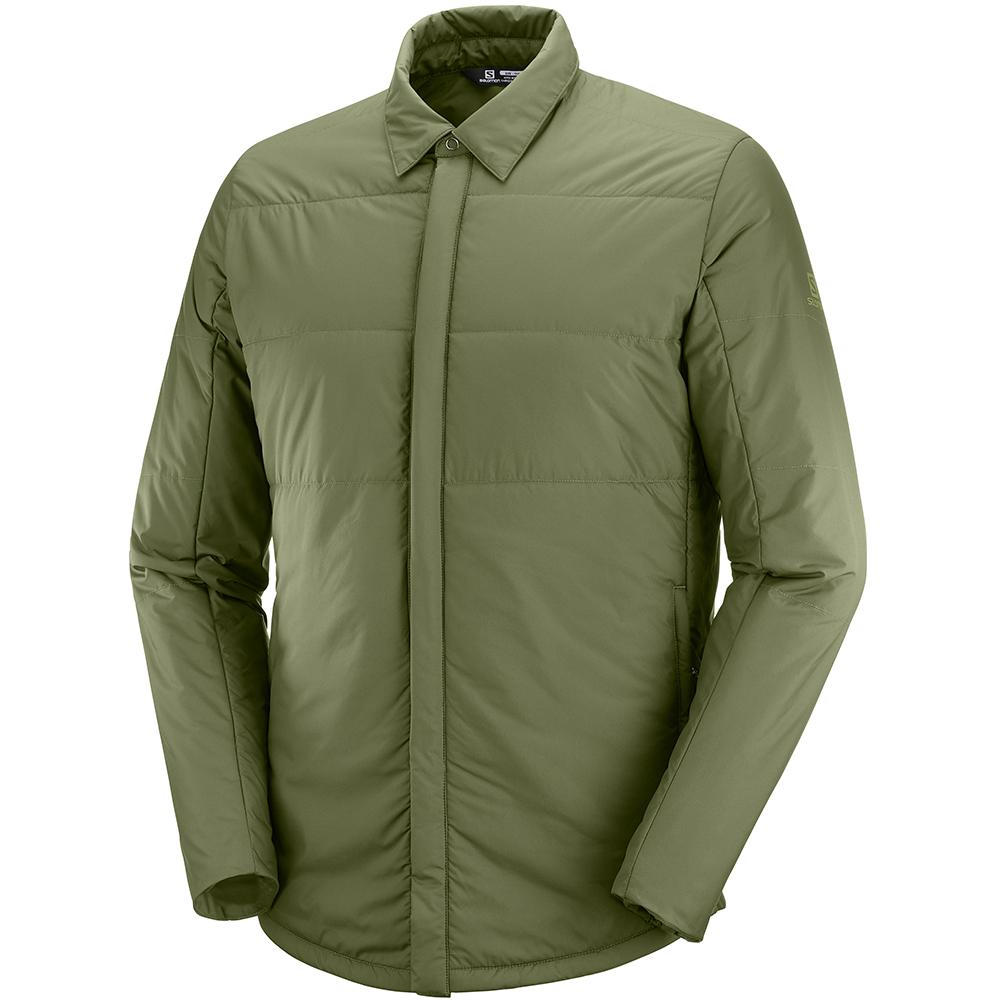 Vestes Imperméables Salomon Homme Vert Olive - Salomon SNOWSHELTER INSULATED SHIRT M - France (1697-